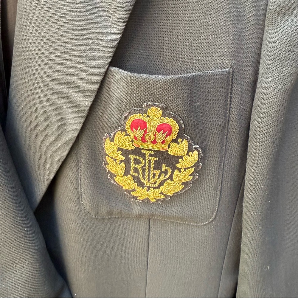 RALPH LAUREN Blazer w/Crest, Black Wool, Size 10 - Picture 5 of 13